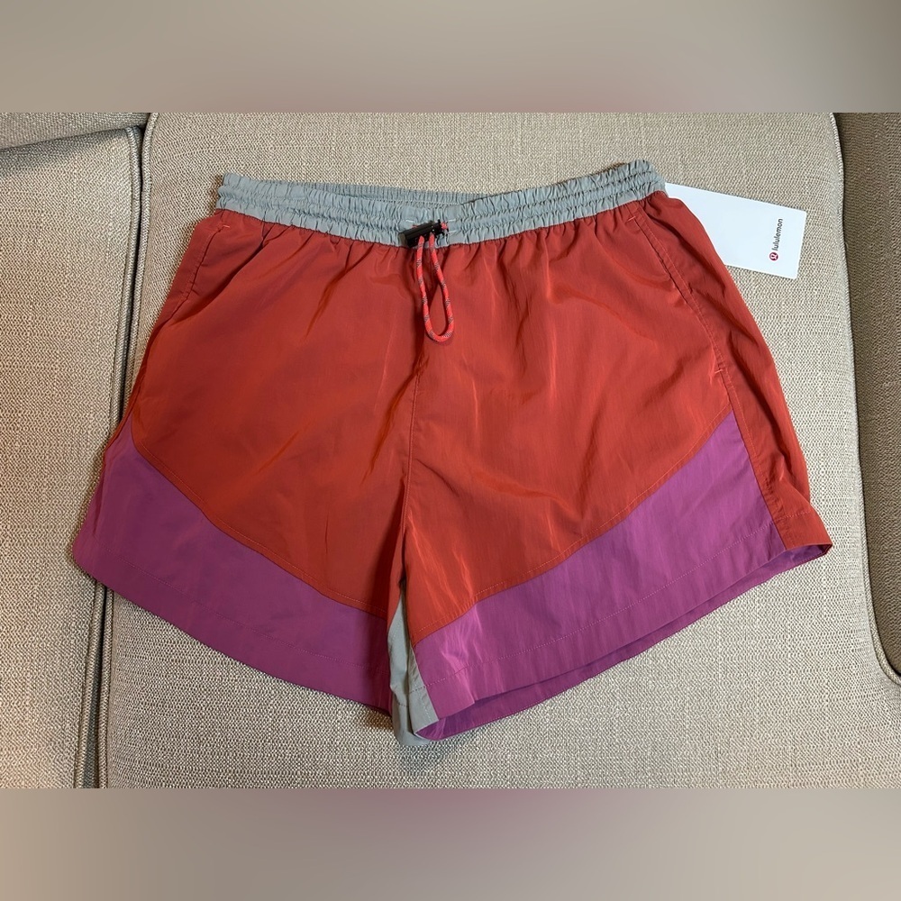 Lululemon Evergreen HR Shorts-Pink Punch/Pink Lychee/Raw Linen